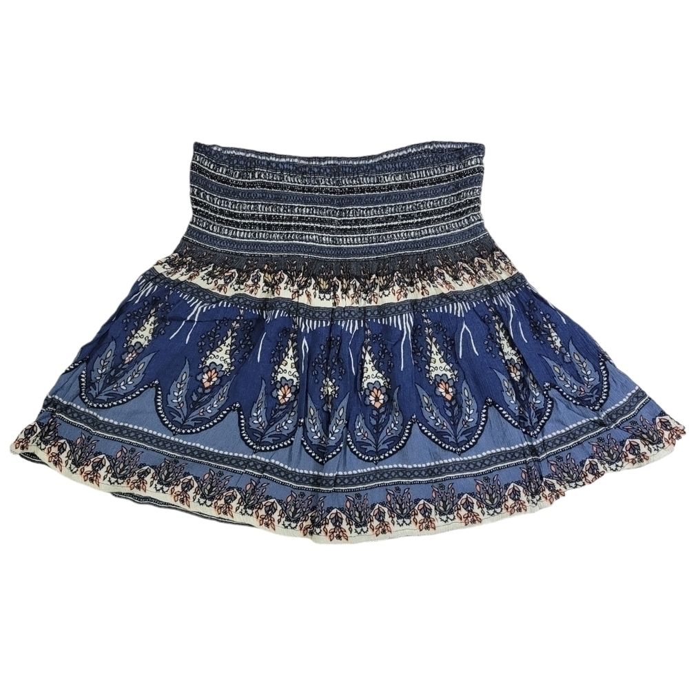 Hollister Navy/Floral Ruched Stretch Waist Mini Skirt Size‎ XS